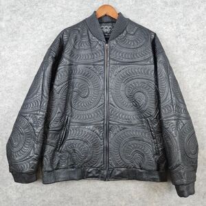 ANTHM Design Co‎ Anthony Murphy Size 3XL Leather Black Swirl Bomber Heavy Coat